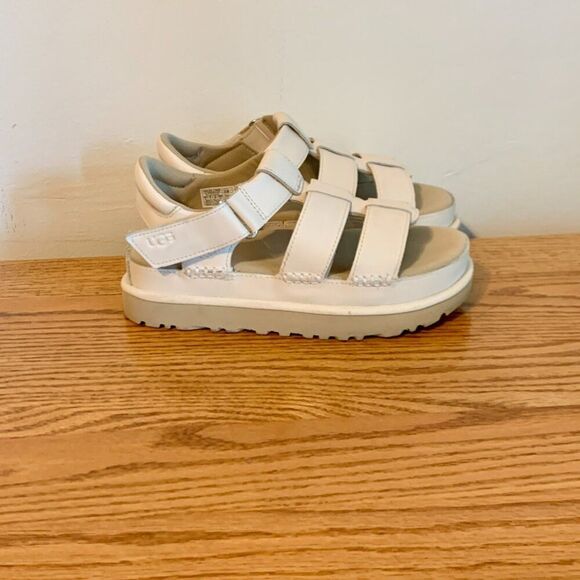 UGG Goldenstar Platform Sandal 6 Cream White Strappy Leather Chunky Strap Summer - Picture 10 of 16